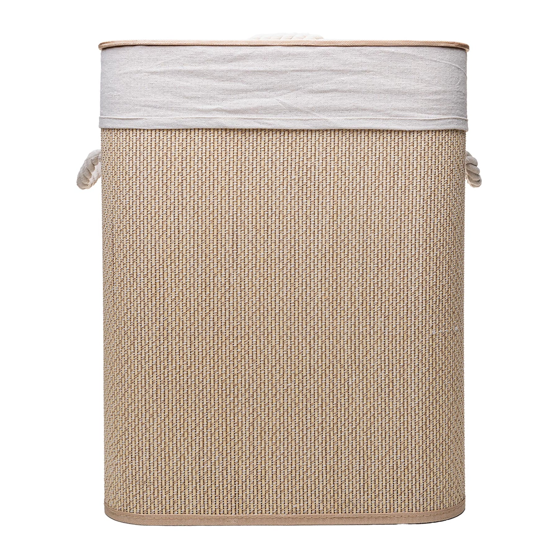 CESTO PARA ROUPAS DOBRAVEL COM FORRO EM TECIDO E TAMPA COZY 40CM X 30CM X 50CM BAMBU