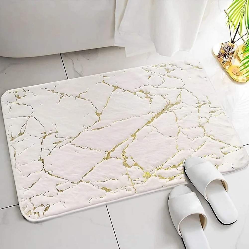 Tapete Antiderrapante Estilo Marmorizado para Banheiro - Swan Bathroom