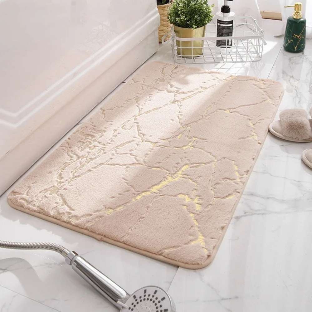 Tapete Antiderrapante Estilo Marmorizado para Banheiro - Swan Bathroom