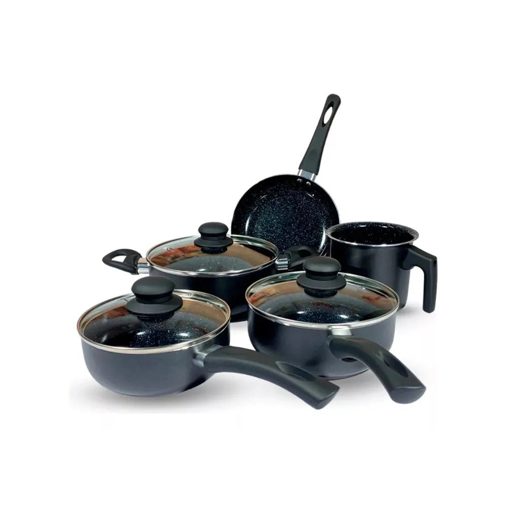 JOGO DE PANELAS COM REVESTIMENTO CERAMICO PRETO FASCINO - 5 PECAS