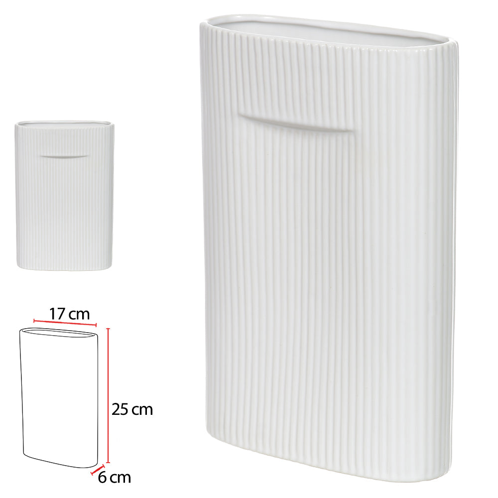 VASO DECORATIVO CERAMICA BRANCO 35X23,5X7,5cm