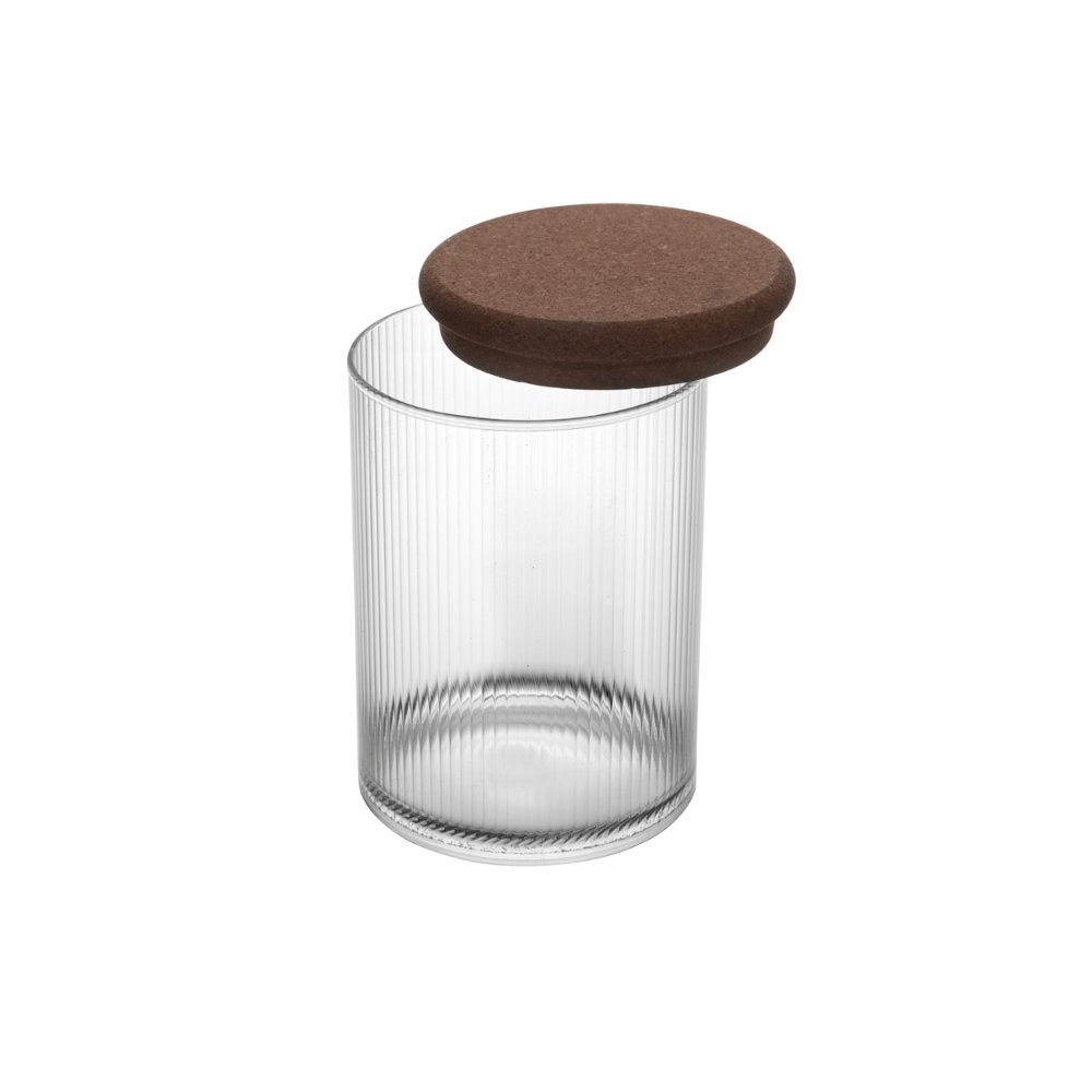 POTE DE VIDRO COM TAMPA DE ROLHA ESSENCIA – 850ML