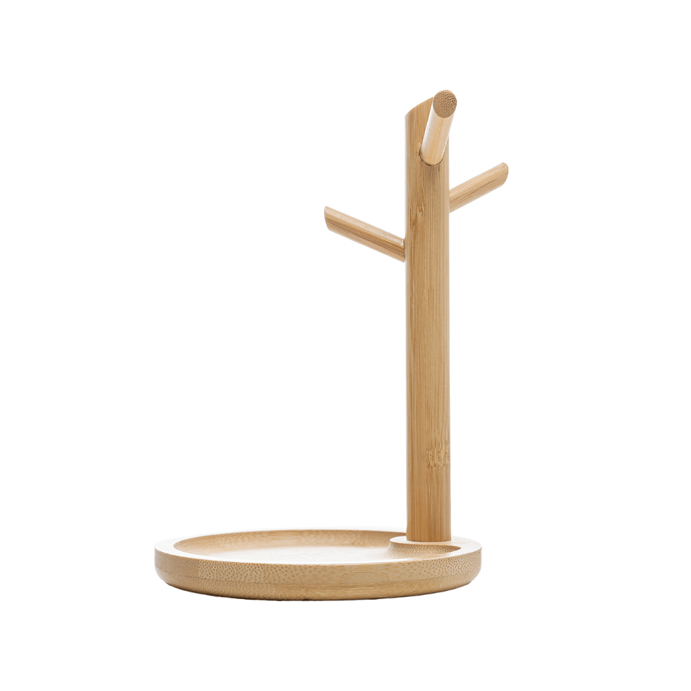 BANDEJA REDONDA COM SUPORTE EM BAMBU – 14CM X 21CM