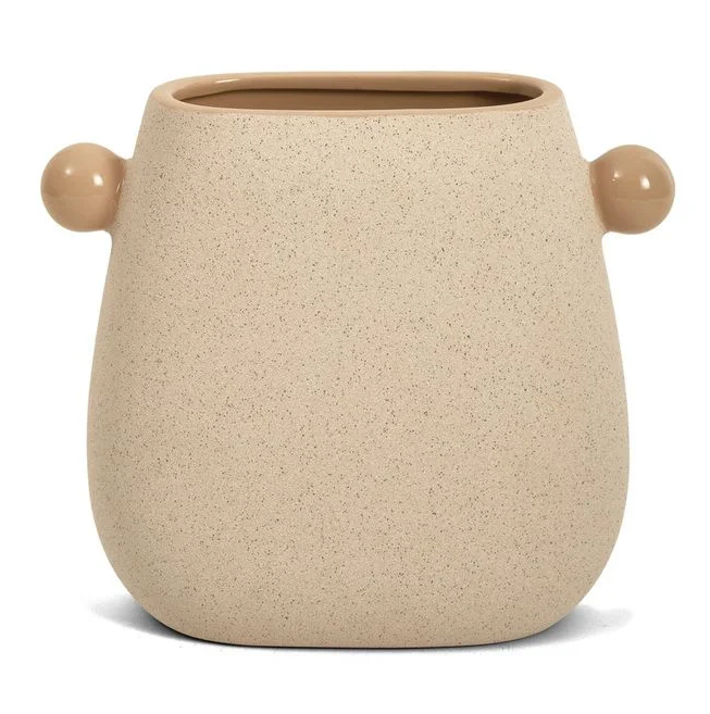VASO EM CERÂMICA BEGE E MARROM 31,5CM