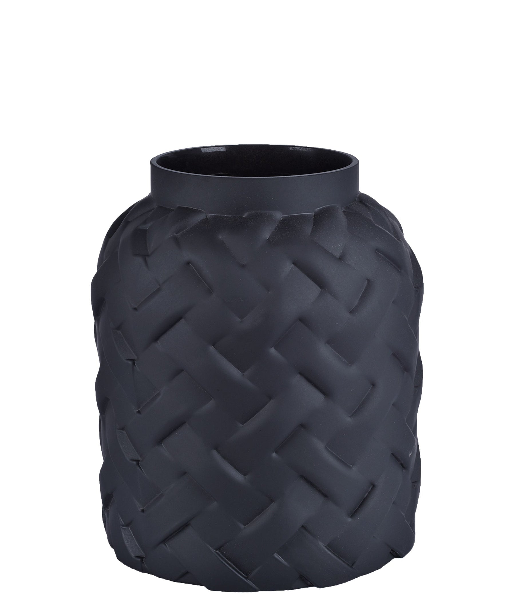 VASO DE VIDRO PRETO 20CM