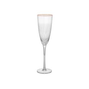 TACA DE CHAMPANHE DE VIDRO COM BORDA DOURADA LINES – 300ML