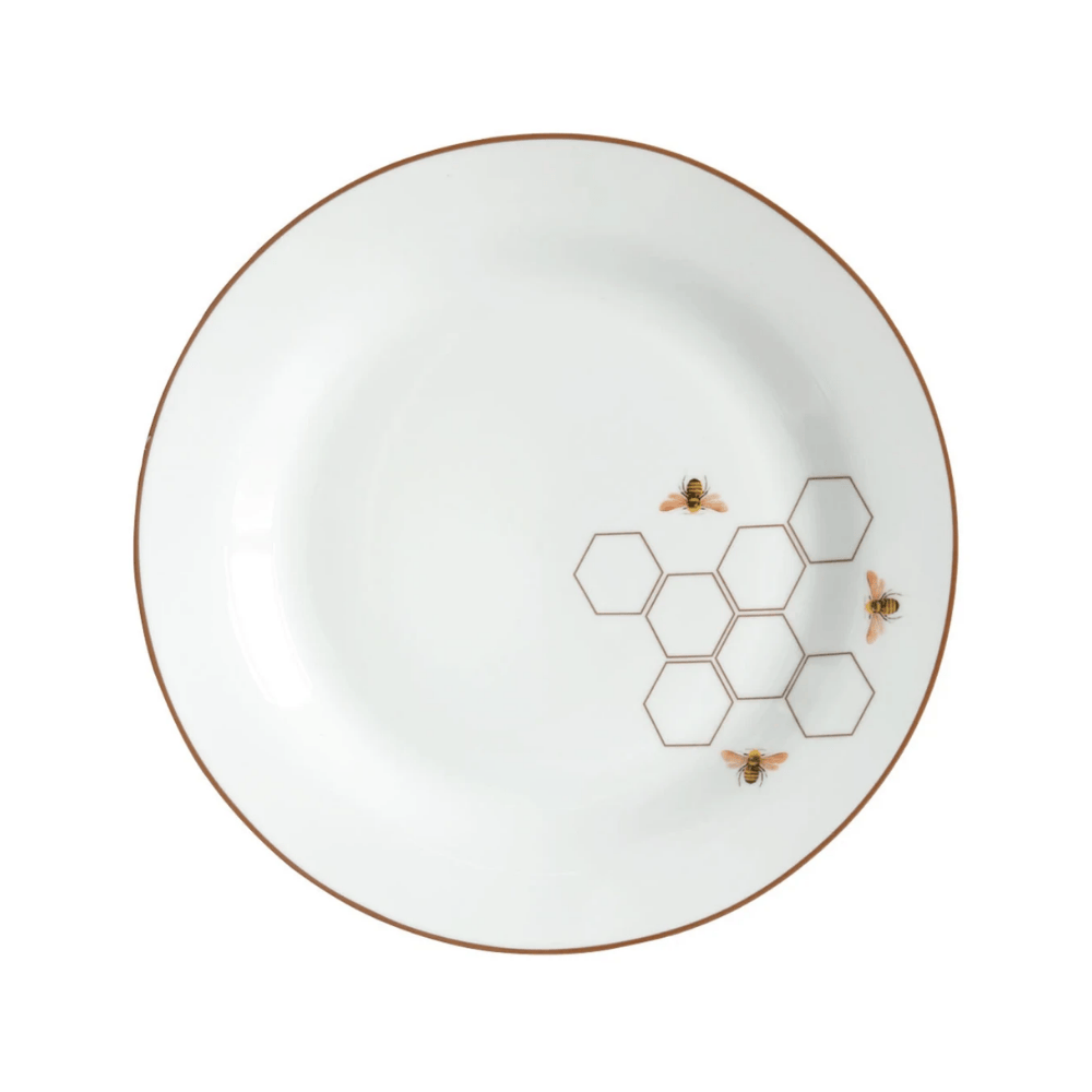 PRATO RASO ABELHA PORCELANA BROWN RIM – 27CM