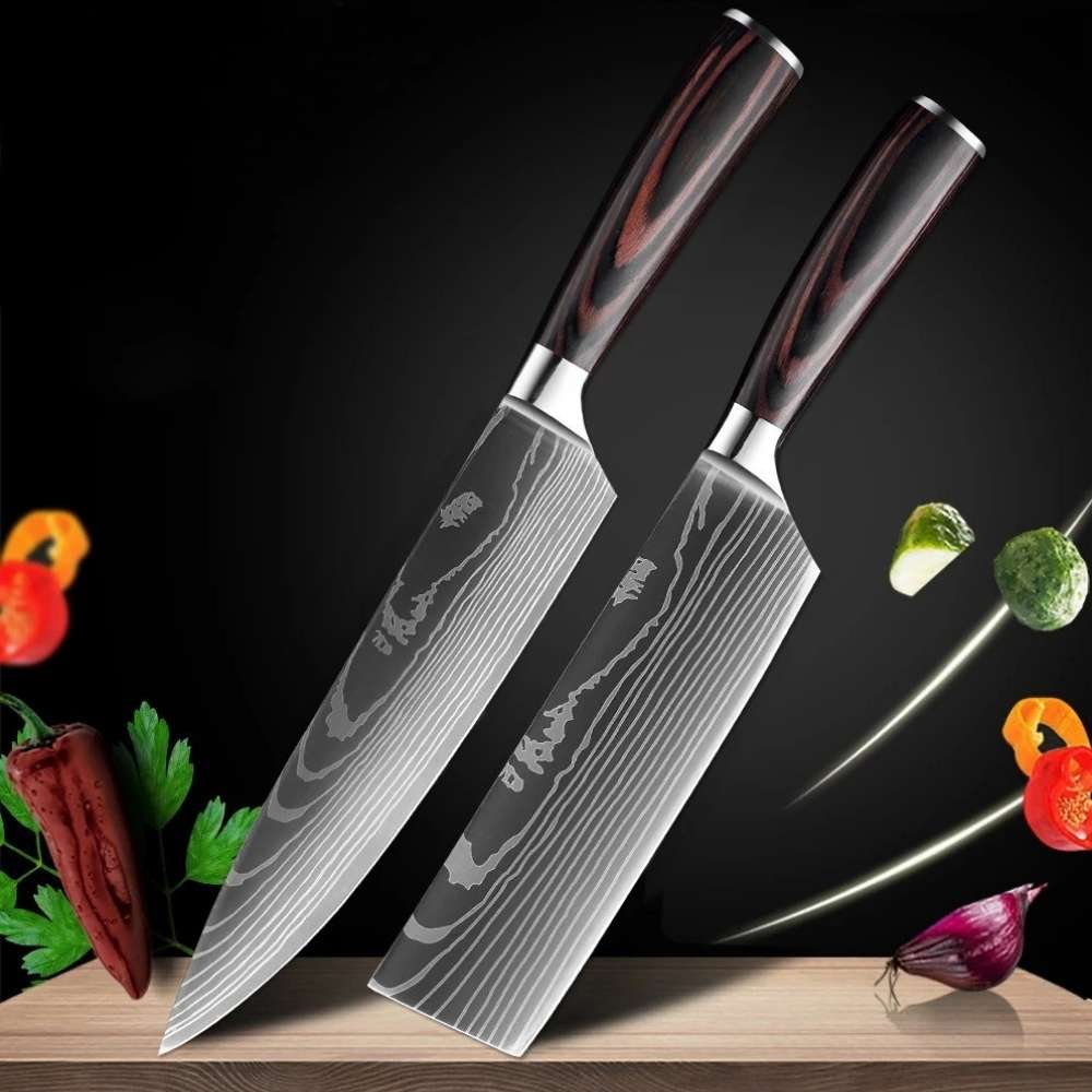 Kit de 2 Facas Chef Aço Damasco - Swan Kitchen