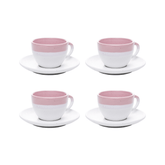CONJUNTO 4 XICARAS DE CAFE COM PIRES OMBRE ROSA CERAMICA – 85ML