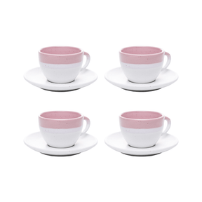 CONJUNTO 4 XICARAS DE CAFE COM PIRES OMBRE ROSA CERAMICA – 85ML