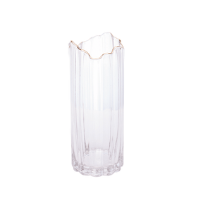VASO DE VIDRO COM BORDA DOURADA – 10CM X 25CM
