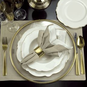 APARELHO DE JANTAR 42 PECAS PORCELANA MALDIVAS BRANCO COM FIO DE OURO