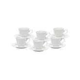 CONJUNTO 6 XICARAS CHA PORCELANA COM PIRES MALDIVAS COM FIO DE OURO – 180ML