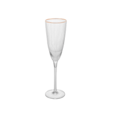 TACA DE CHAMPANHE DE VIDRO COM BORDA DOURADA LINES – 300ML