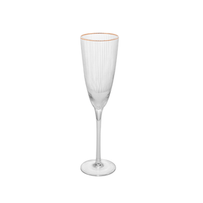 TACA DE CHAMPANHE DE VIDRO COM BORDA DOURADA LINES – 300ML