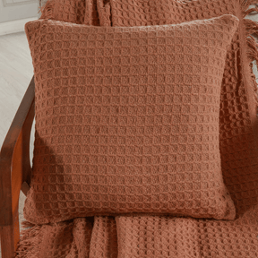 CAPA DE ALMOFADA WAFFLE 45CM X 45CM TERRACOTA