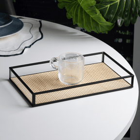 BANDEJA DECORATIVA TOSCANA PRETO METAL – 25CM X 15CM X 3CM