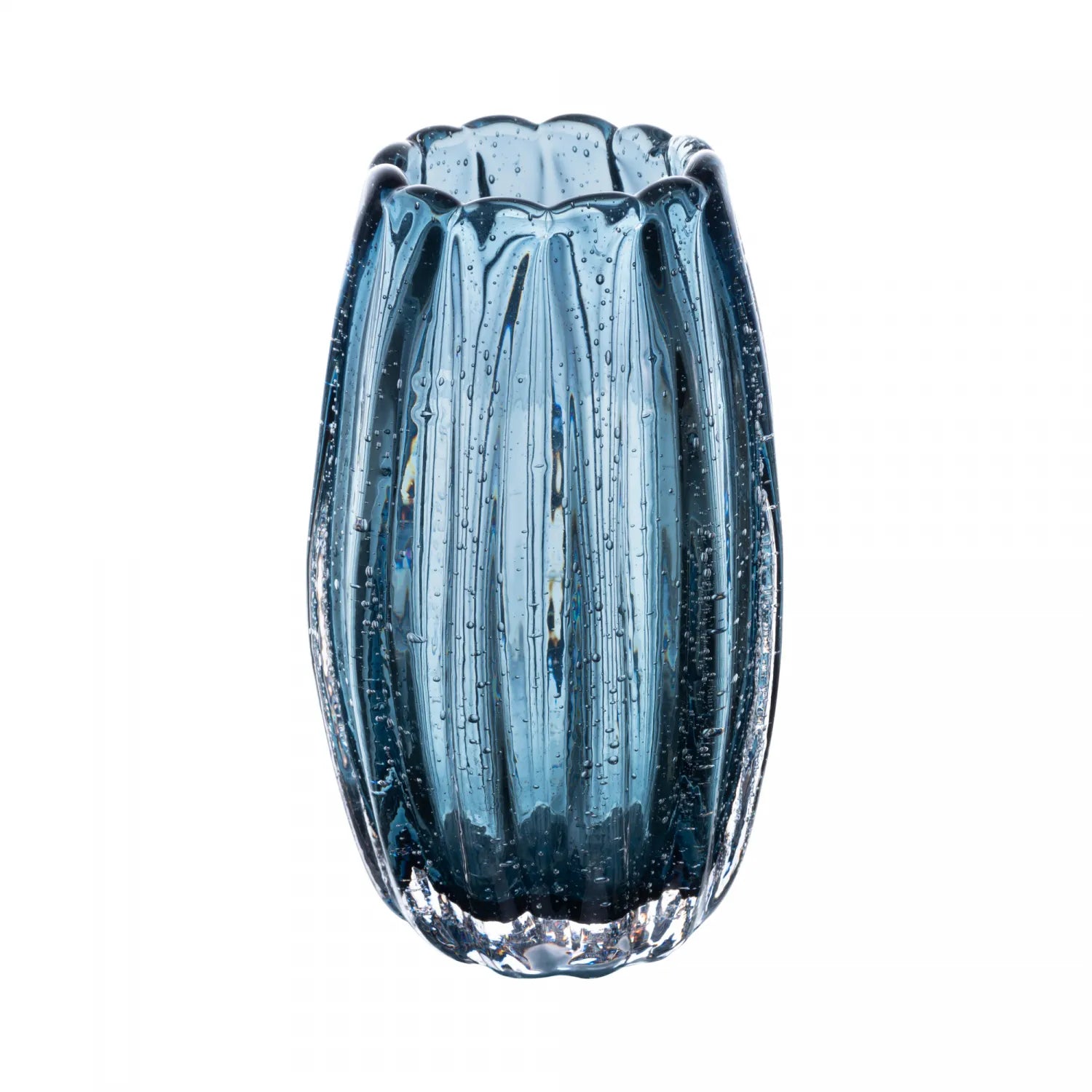 VASO DE VIDRO ITALY AZUL 9CM X 13CM