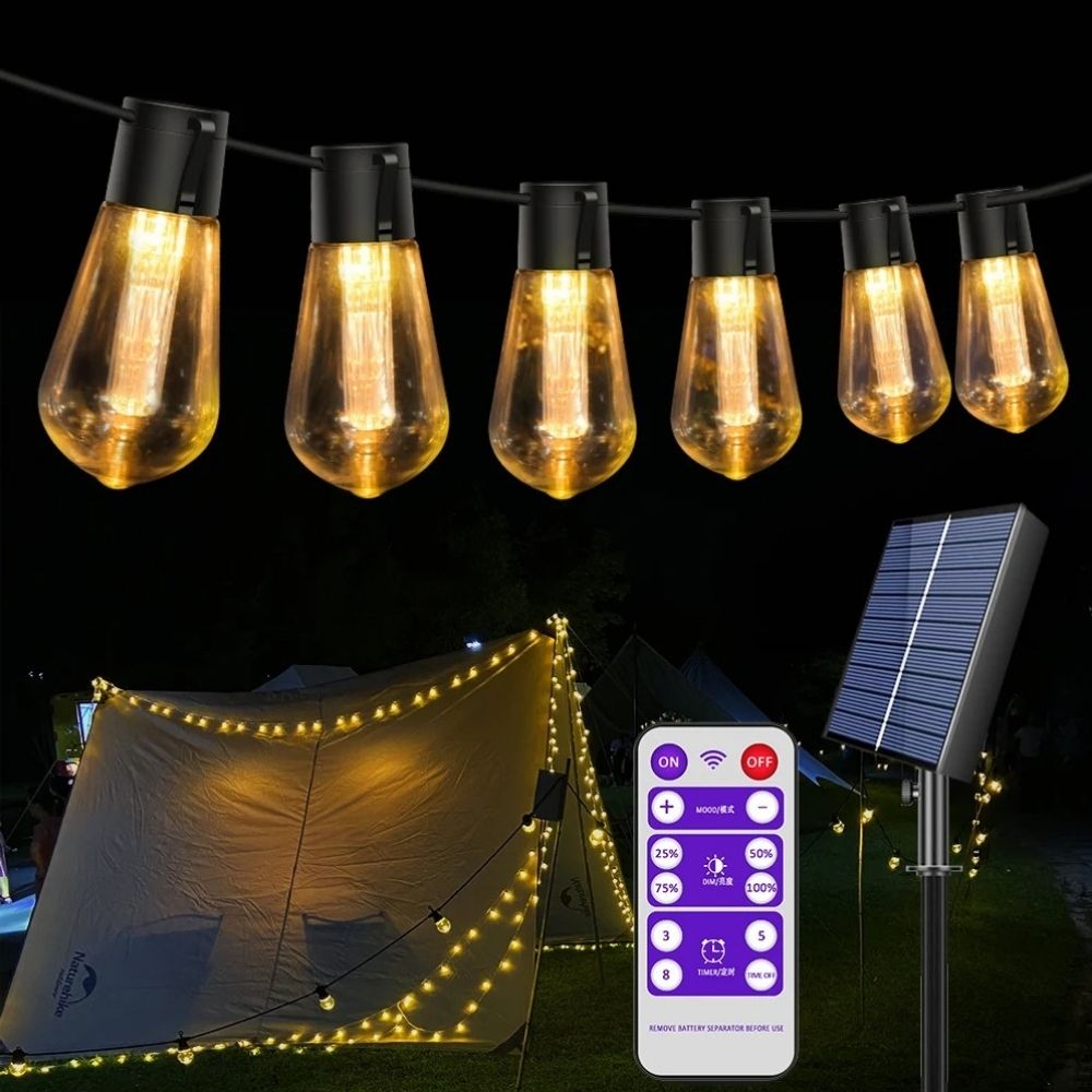 Varal de Lâmpadas LED Solar com Controle - Ilumine Exteriores