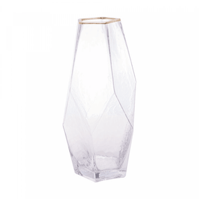 VASO DE VIDRO COM BORDA DOURADA TAJ – 23,5CM