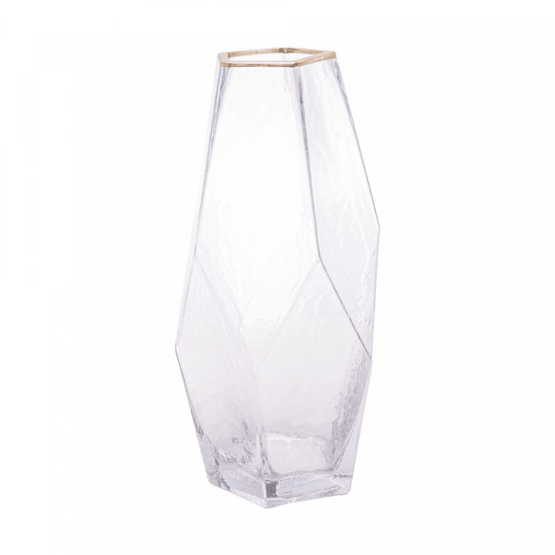 VASO DE VIDRO COM BORDA DOURADA TAJ – 23,5CM