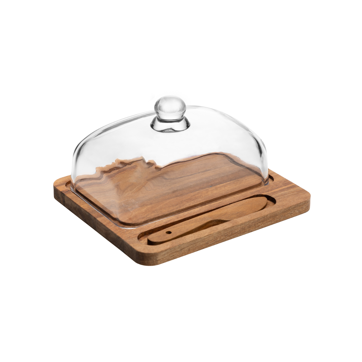 CONJUNTO MANTEIGUEIRA E FACA LIGNUM MADEIRA ACACIA - 16CM