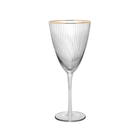 TACA DE VINHO DE VIDRO COM BORDA DOURADA LINES – 400ML