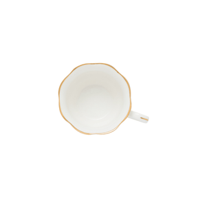 CONJUNTO 6 XICARAS CAFE PORCELANA COM PIRES MALDIVAS BRANCO COM FIO DE OURO – 80ML