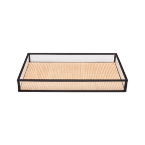BANDEJA DECORATIVA TOSCANA PRETO METAL – 30CM X 20CM X 3CM