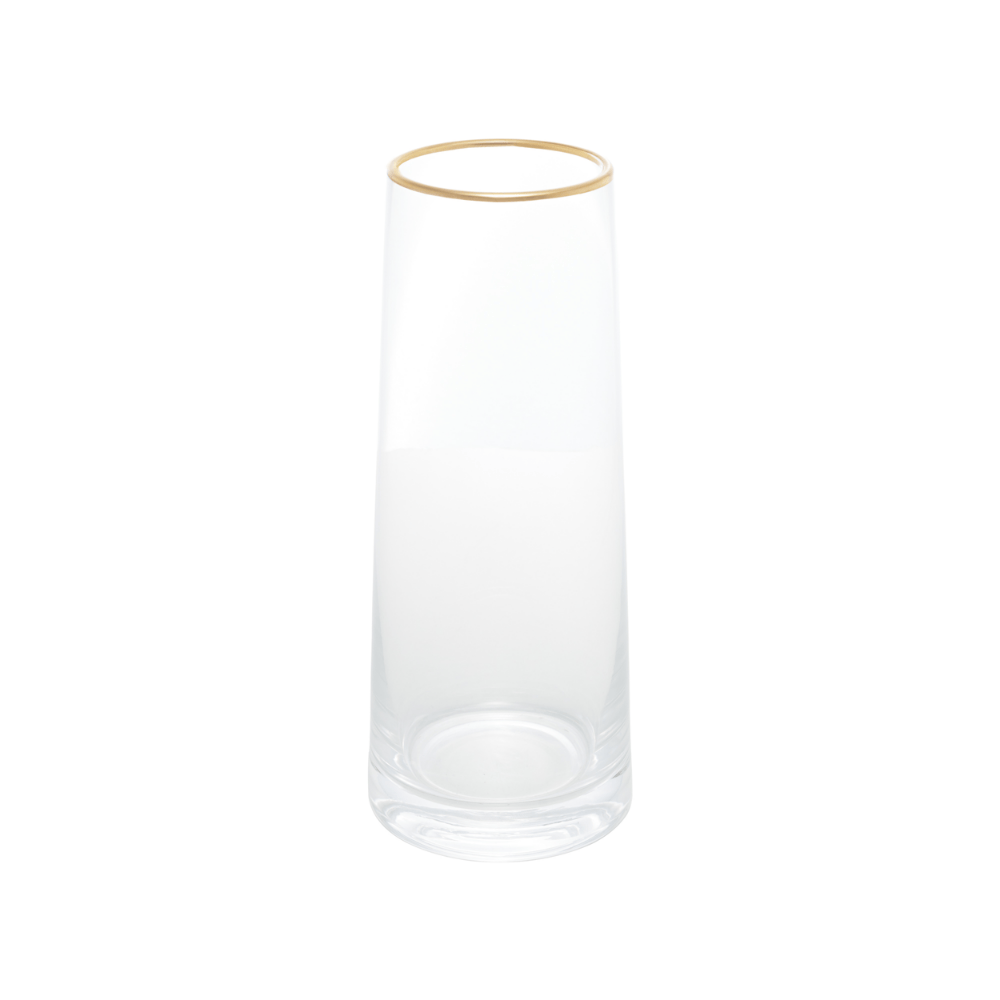 VASO DE VIDRO COM BORDA DOURADA LIZ – 11CM X 27CM