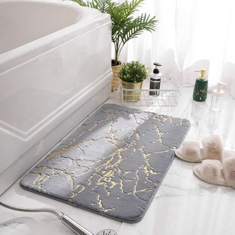 Tapete Antiderrapante Estilo Marmorizado para Banheiro - Swan Bathroom
