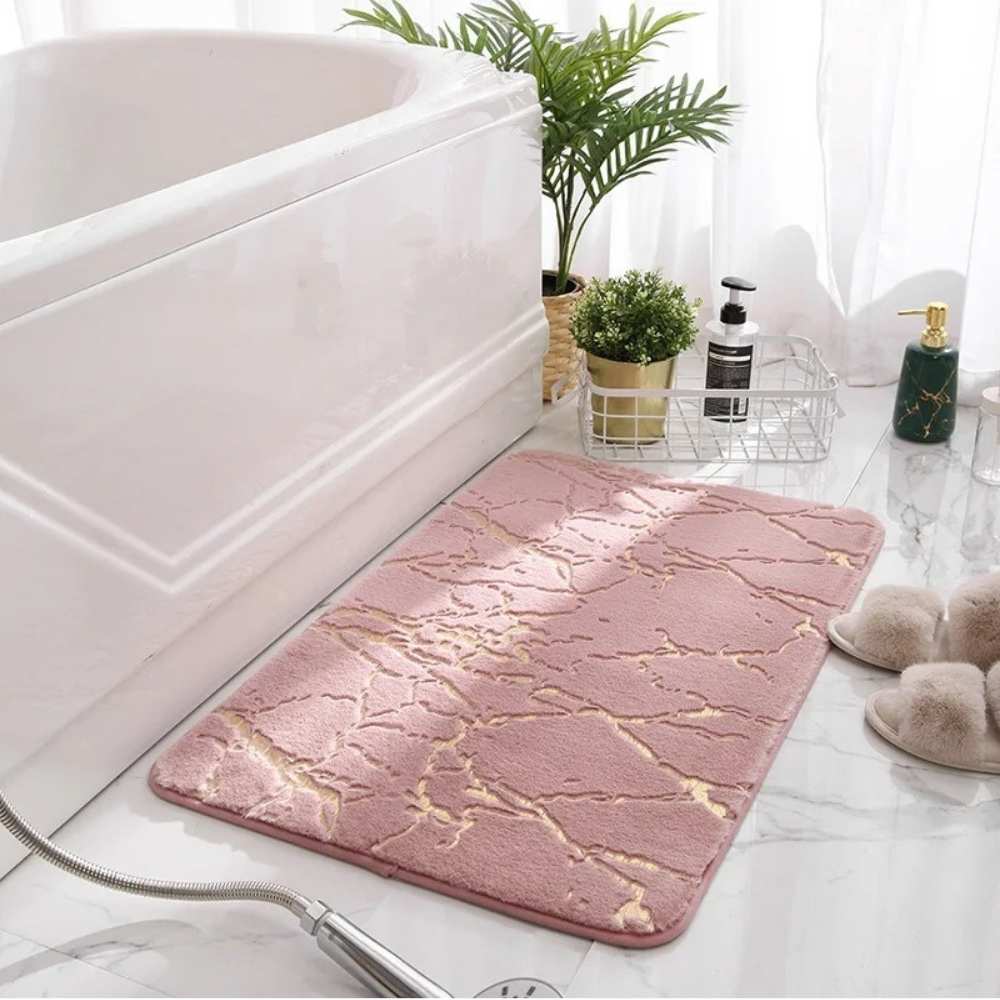 Tapete Antiderrapante Estilo Marmorizado para Banheiro - Swan Bathroom