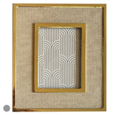 PORTA RETRATO METAL FTO 13X18 (BEGE DOURADO) 27X22CM