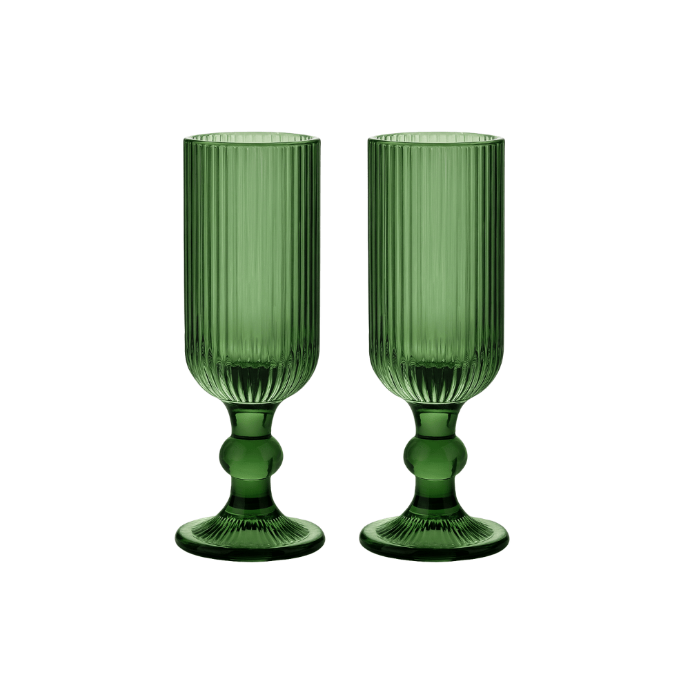 CJ 2 TACAS CHAMPAGNE VIDRO BLISS VERDE ESCURO 160ML