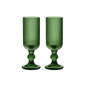 CJ 2 TACAS CHAMPAGNE VIDRO BLISS VERDE ESCURO 160ML