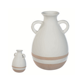 VASO DECORATIVO DE CERAMICA BRANCO E BEGE 20X13CM