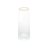 VASO DE VIDRO COM BORDA DOURADA LIZ - 9CM X 9CM X 22CM