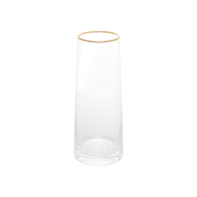 VASO DE VIDRO COM BORDA DOURADA LIZ - 9CM X 9CM X 22CM
