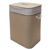 CESTO PARA ROUPAS DOBRAVEL COM FORRO EM TECIDO E TAMPA COZY 40CM X 30CM X 50CM BAMBU