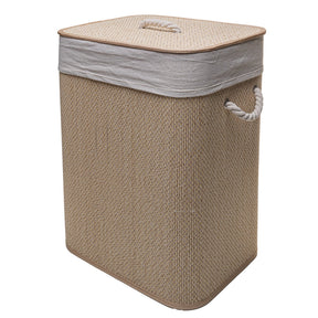 CESTO PARA ROUPAS DOBRAVEL COM FORRO EM TECIDO E TAMPA COZY 40CM X 30CM X 50CM BAMBU