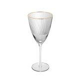 TACA DE VINHO DE VIDRO COM BORDA DOURADA LINES – 400ML