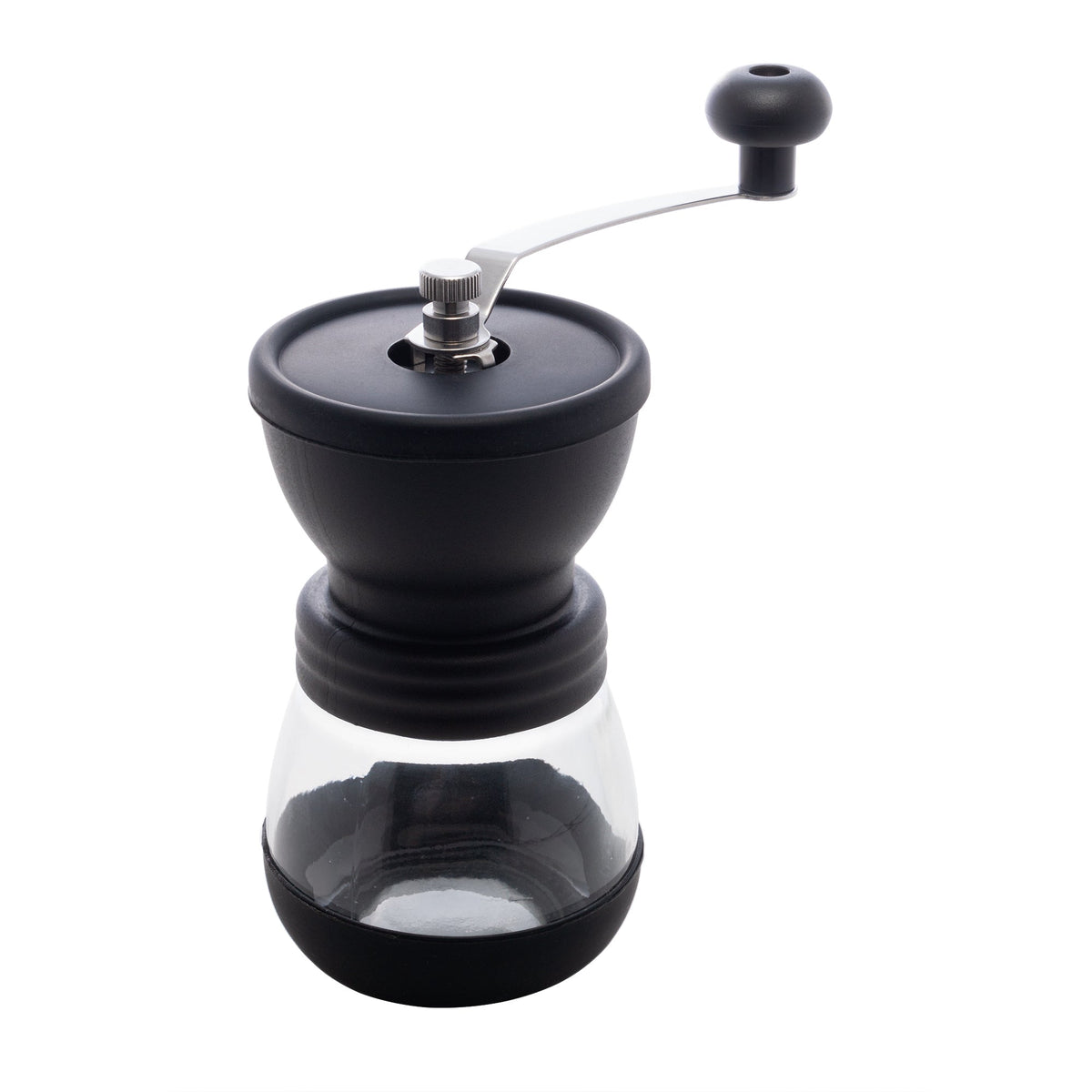 MOEDOR DE CAFÉ MANUAL EM AÇO INOX COM POTE DE VIDRO