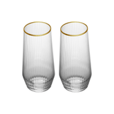 CONJUNTO 2 COPOS ALTOS DE VIDRO COM BORDA DOURADA LINES – 370ML