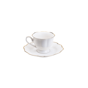 APARELHO DE JANTAR 42 PECAS PORCELANA MALDIVAS BRANCO COM FIO DE OURO