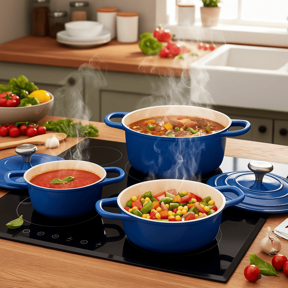 CONJUNTO 3 CAÇAROLAS COM INDUÇÃO AMALFI BLU